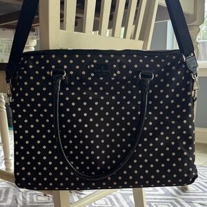 Kate Spade Black and White Polka Dot Laptop Shoulder Bag